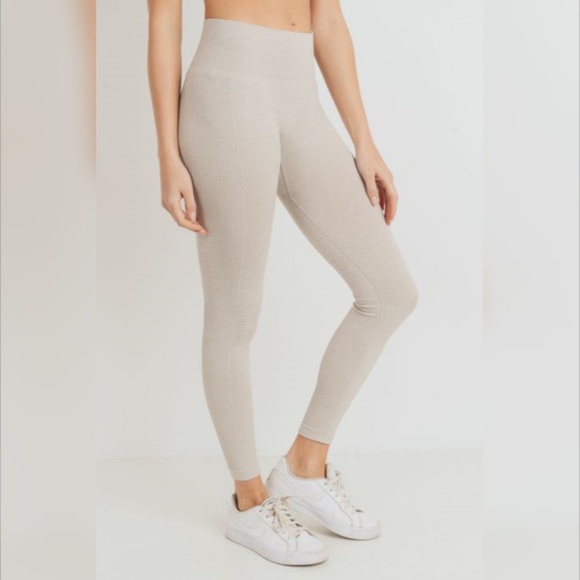 Mono B / Leggings Hut Pants - Ribbed Track Seamless Melange Highwaist Leggings